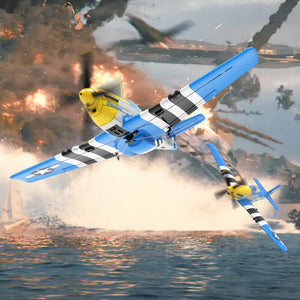 VolantexRC Mini Mustang P-51D V2 EPP, envergure 400 mm, 2,4 GHz, 4 canaux, gyroscope 6 axes, voltige aérienne simplifiée, système de stabilisation XPilot, avion RC d'entraînement prêt à voler (RTF) pour débutants