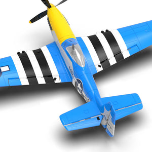 VolantexRC Mini Mustang P-51D V2 EPP, envergure 400 mm, 2,4 GHz, 4 canaux, gyroscope 6 axes, voltige aérienne simplifiée, système de stabilisation XPilot, avion RC d'entraînement prêt à voler (RTF) pour débutants