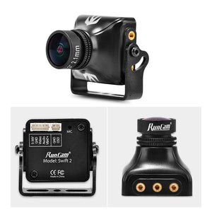 Caméra FPV RunCam Swift 2 Micro avec OSD, microphone, capteur CCD 1/3", 600 lignes TV, PAL, champ de vision 130/150/165°, objectif 2,5 mm/2,3 mm/2,1 mm