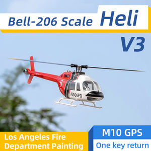 Hélicoptère radiocommandé FLY WING Bell 206 V3/V4 Classe 470 6CH avec moteur brushless, GPS, maintien d'altitude et échelle.