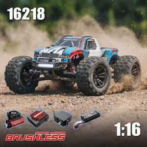 MJX 16212 16213 16218 1/16 Brushless RC Car 45km/h – Off‑road Monster Truck with 45A ESC, 2845 4300kV Motor, All‑Metal Shocks & Gear Differential, 3S LiPo Ready, RTR Remote Control Vehicle for Adults & Kids