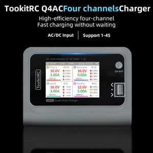 Chargeur de batterie Li-Po équilibré Flywing Q4AC 1-4S 100W-200W 