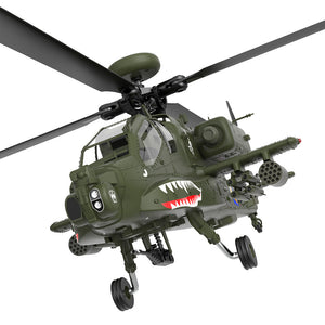Hélicoptère radiocommandé YXZNRC F11 AH-64D Apache 2,4 GHz 6 canaux, gyroscope 6 axes, double moteur brushless, échelle 1:32, sans barre de stabilisation, compatible avec le protocole Futaba S-FHSS.