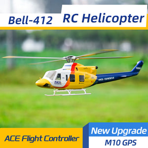 Hélicoptère radiocommandé FLYWING Bell-412 Classe 470 6CH à moteur brushless, GPS, maintien d'altitude et échelle à point fixe