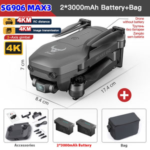 Drone quadricoptère RC RTF ZLL SG906 MAX3 BEAST EVO avec répéteur GPS 4 km, caméra 4K EIS, nacelle brushless 3 axes, vision périphérique et évitement d'obstacles. Prêt à voler.
