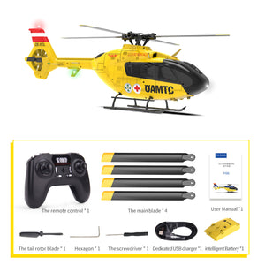 Hélicoptère de simulation sans barre de stabilisation YU XIANG F06 EC135 à six canaux