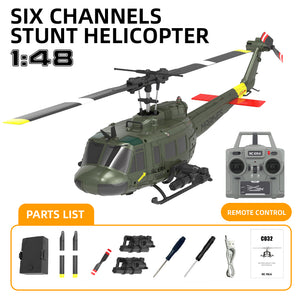 Hélicoptère radiocommandé RC ERA C032 UH-1 2.4G 6CH avec gyroscope 6 axes, échelle 1:48, maintien d'altitude, positionnement par flux optique, TOF (temps de vol), sans barre de stabilisation, prêt à voler.