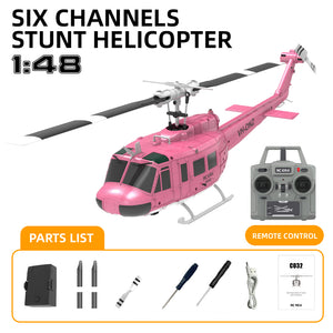 Hélicoptère radiocommandé RC ERA C032 UH-1 2.4G 6CH avec gyroscope 6 axes, échelle 1:48, maintien d'altitude, positionnement par flux optique, TOF (temps de vol), sans barre de stabilisation, prêt à voler.