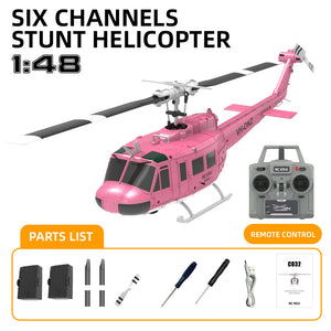 Hélicoptère radiocommandé RC ERA C032 UH-1 2.4G 6CH avec gyroscope 6 axes, échelle 1:48, maintien d'altitude, positionnement par flux optique, TOF (temps de vol), sans barre de stabilisation, prêt à voler.