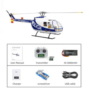 Hélicoptère radiocommandé FLYWING BO-105 Classe 470 6CH à moteur brushless, GPS, maintien d'altitude et échelle 