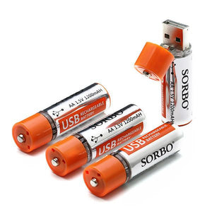 Lot de 4 batteries SORBO 1,5 V 1200 mAh rechargeables par USB pour jouets radiocommandés 