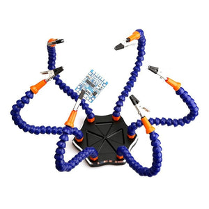 Support de fer à souder à six bras, outil de fixation pour circuit imprimé avec mini-ventilateur intégré