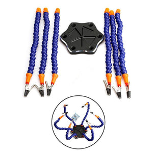 Support de fer à souder à six bras, outil de fixation pour circuit imprimé avec mini-ventilateur intégré