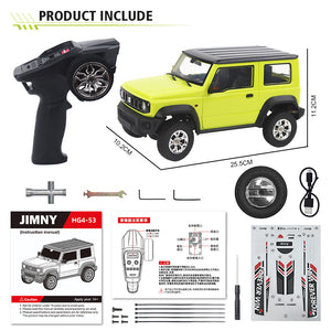 Voiture radiocommandée HG HG4-53 TRASPED 1/16 2.4G 3WD pour SUZUKI JIMNY, crawler tout-terrain avec lumières LED et sons simulés, prête à rouler (RTR), modèle réduit entièrement proportionnel.