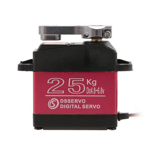 Lot de 2 servos numériques étanches DSSERVO DS3225MG 25 kg, engrenages métalliques, couple élevé, 180°, pour avions, robots et voitures radiocommandés.