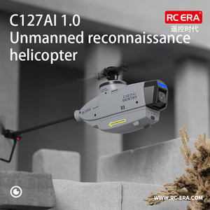 Hélicoptère radiocommandé RC ERA C127AI 2.4G 4CH Brushless avec gyroscope 6 axes, caméra grand angle 720p, localisation par flux optique, maintien d'altitude, vol stationnaire intelligent sans barre de stabilisation, prêt à voler.
