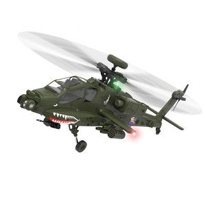 Hélicoptère radiocommandé YXZNRC F11 AH-64D Apache 2,4 GHz 6 canaux, gyroscope 6 axes, double moteur brushless, échelle 1:32, sans barre de stabilisation, compatible avec le protocole Futaba S-FHSS.