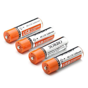 Lot de 4 batteries SORBO 1,5 V 1200 mAh rechargeables par USB pour jouets radiocommandés 
